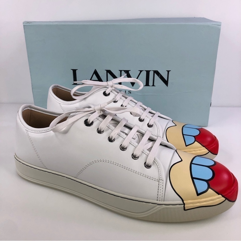Lanvin Men’s DBB1 Sneakers White Tongue Sticking Out Shoes